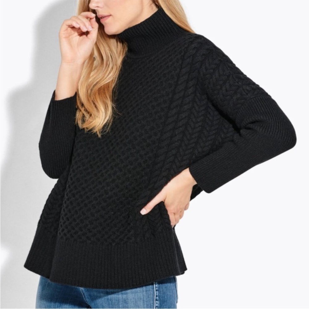 AYR Black Cable Knit Turtleneck Sweater